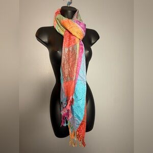 Pashmina 90% Cashmere 10% Silk Scarf Pastels 76x29 Plus Fringe